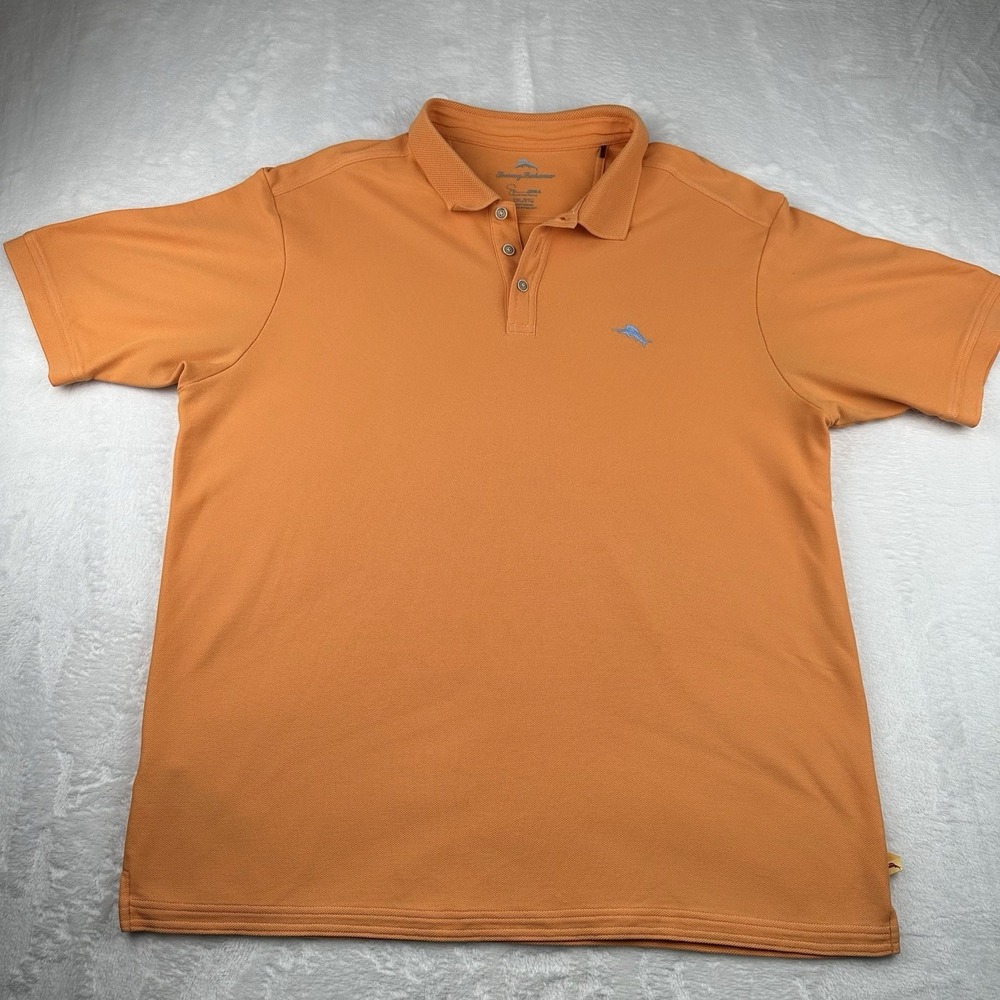 Tommy Bahama Polo Shirt Mens 2XL Orange Coral Supima Cotton Blend Short Sleeve